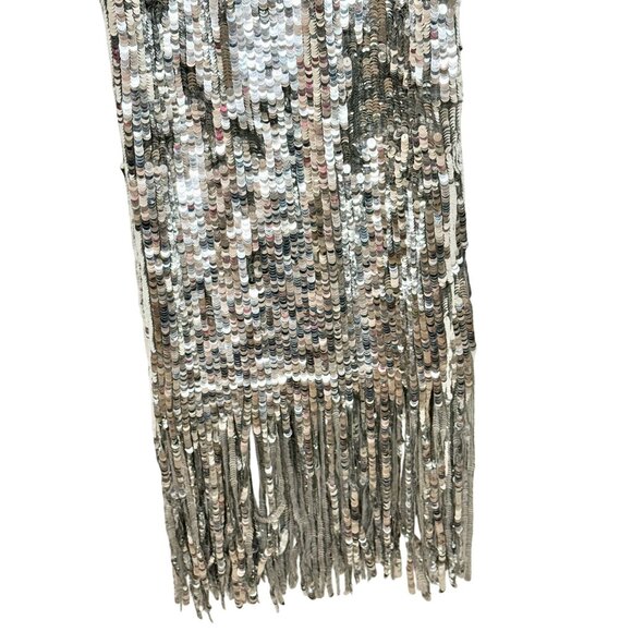 SIMKHAI Ayala Gown Silver Sequin Fringe Dress NWT  - Size 2 - Picture 11 of 16